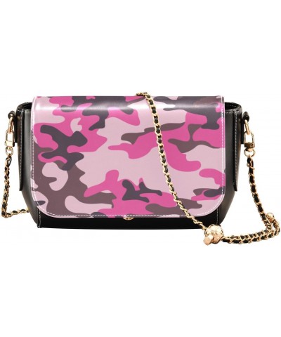 Crossbody Handbag Cute Pink Camo PU Leather Shoulder Bag Sturdy Travel Pouch Compact Chic Bag for Women Everyday Use Holiday ...