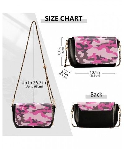 Crossbody Handbag Cute Pink Camo PU Leather Shoulder Bag Sturdy Travel Pouch Compact Chic Bag for Women Everyday Use Holiday ...