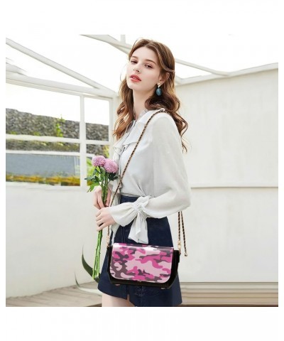 Crossbody Handbag Cute Pink Camo PU Leather Shoulder Bag Sturdy Travel Pouch Compact Chic Bag for Women Everyday Use Holiday ...