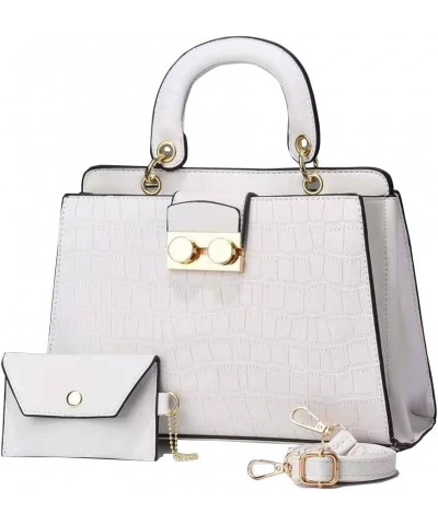 Women classics Top Handle Handbag Crossbody Casual Purse Satchel Tote D White $20.34 Crossbody Bags