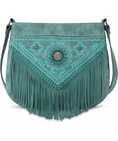 Western Fringe Shoulder Bag Crossbody Purse and Handbag for Women A-turquoise $28.59 Crossbody Bags