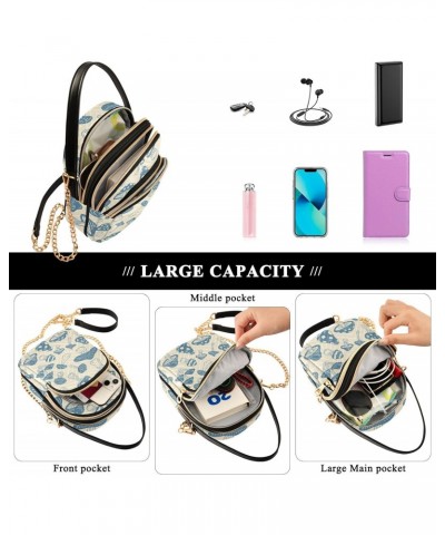 Cell Phone Purse Mushroom Fungus Navy Beige Crossbody Handbag Durable Shoulder Bag Sturdy Travel Pouch Compact Chic Bag for W...