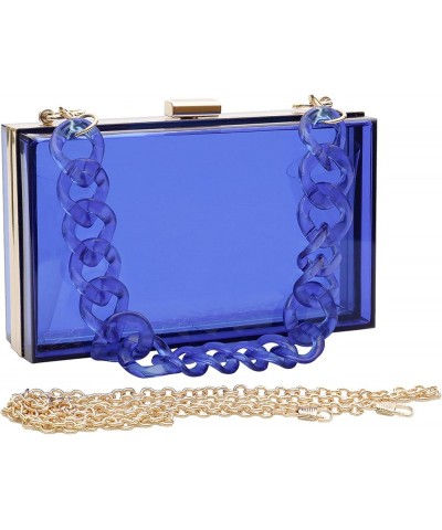 Women Acrylic Transparent Gold star Evening Bags Purses Clutch Vintage Banquet Handbag Blue $14.40 Evening Bags