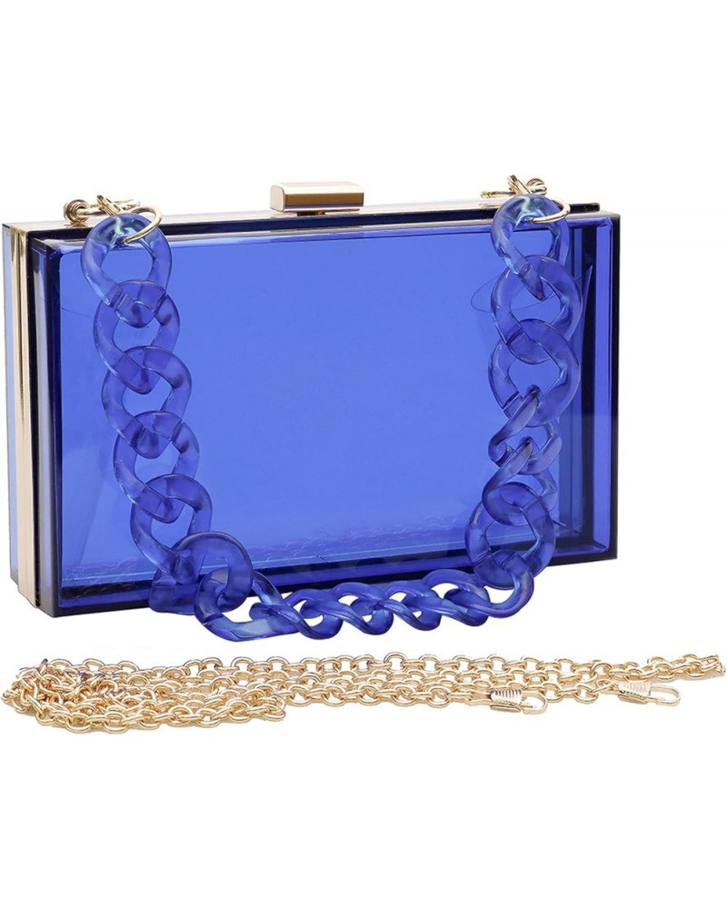 Women Acrylic Transparent Gold star Evening Bags Purses Clutch Vintage Banquet Handbag Blue $14.40 Evening Bags