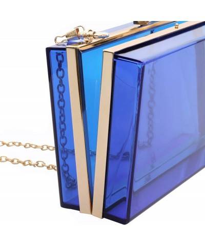 Women Acrylic Transparent Gold star Evening Bags Purses Clutch Vintage Banquet Handbag Blue $14.40 Evening Bags