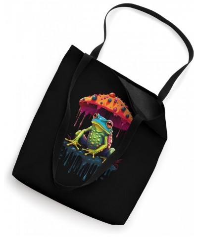 Funny Frog Under Mushroom Paint Drip Nature Forest Animal Tote Bag $11.58 Totes