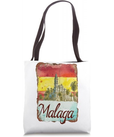 Malaga Spain Skyline City Watercolor Vintage Souvenir Tote Bag $15.29 Totes