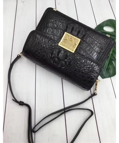 Fashion Genuine Crocodile Skin Women's Messenger Bag Authentic Alligator Leather Lady Crossbody Shoulder Bag Female Purse Bla...