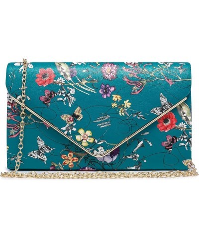 Women Faux Suede Evening Clutch Bags Formal Party Clutches Wedding Purses Cocktail Prom Clutches Blue Floral-pu Leather $10.9...