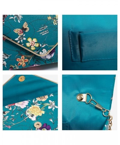 Women Faux Suede Evening Clutch Bags Formal Party Clutches Wedding Purses Cocktail Prom Clutches Blue Floral-pu Leather $10.9...