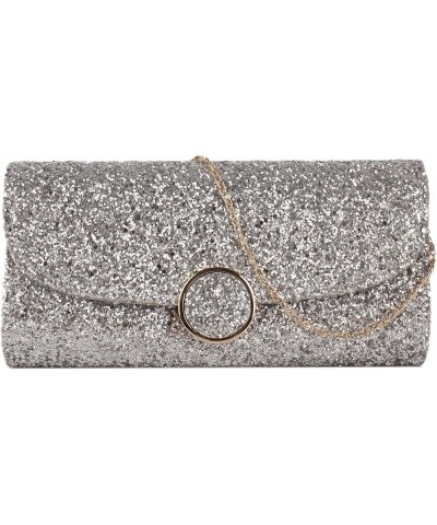 Ladies Sparkly Purse Evening Clutch Bags Wedding Prom Party Envelope Crossbody Handbag C-silver $16.71 Evening Bags