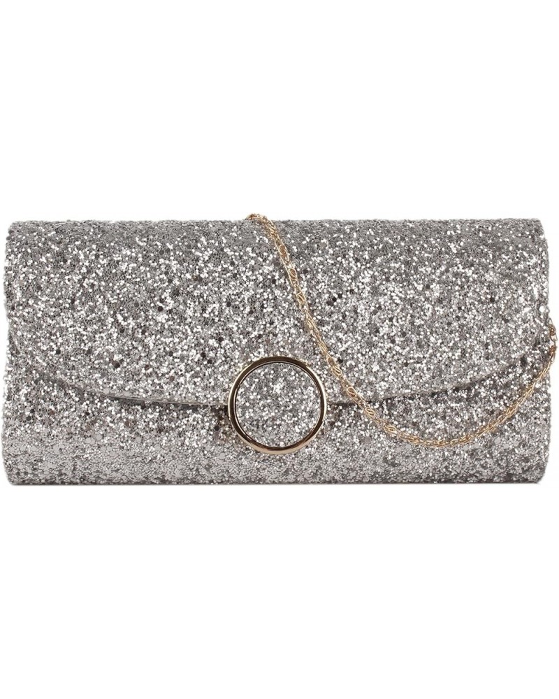 Ladies Sparkly Purse Evening Clutch Bags Wedding Prom Party Envelope Crossbody Handbag C-silver $16.71 Evening Bags