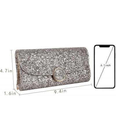 Ladies Sparkly Purse Evening Clutch Bags Wedding Prom Party Envelope Crossbody Handbag C-silver $16.71 Evening Bags