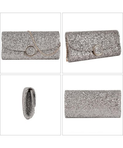 Ladies Sparkly Purse Evening Clutch Bags Wedding Prom Party Envelope Crossbody Handbag C-silver $16.71 Evening Bags