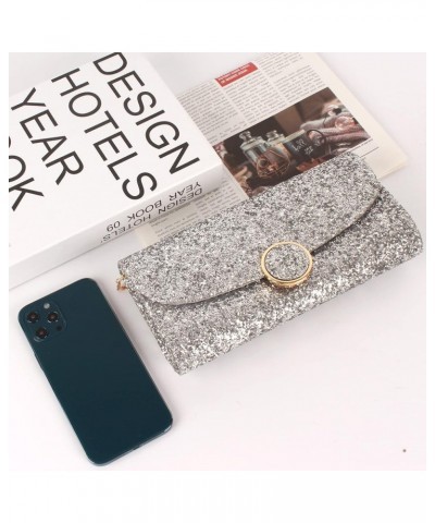 Ladies Sparkly Purse Evening Clutch Bags Wedding Prom Party Envelope Crossbody Handbag C-silver $16.71 Evening Bags