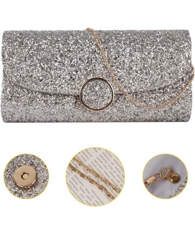 Ladies Sparkly Purse Evening Clutch Bags Wedding Prom Party Envelope Crossbody Handbag C-silver $16.71 Evening Bags