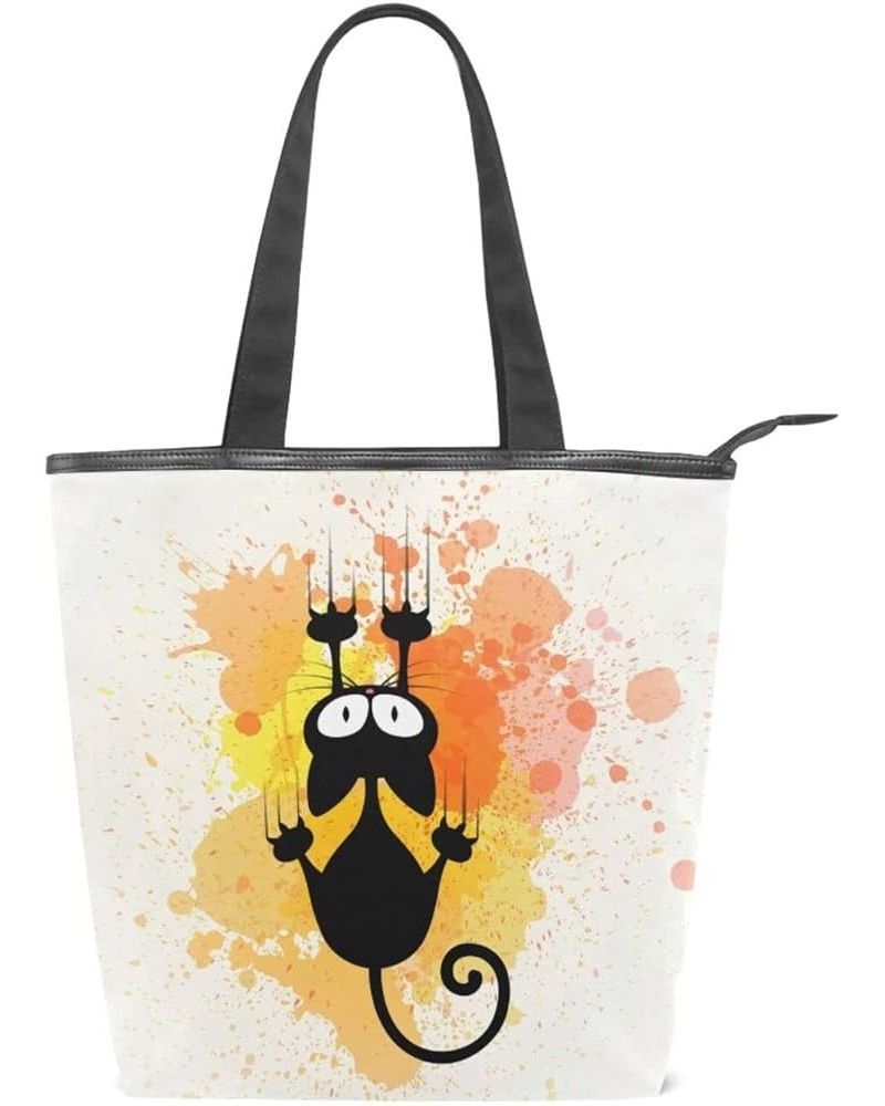 Canvas Tote Bag for Women with Zipper,Lady Tote Bag Canvas Tote Purse Canvas Handbag for Work Travel Cat 14 $10.92 Totes