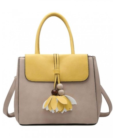 Womens 2 Tone Flower Tassel Handbag Apricot $44.09 Handbags