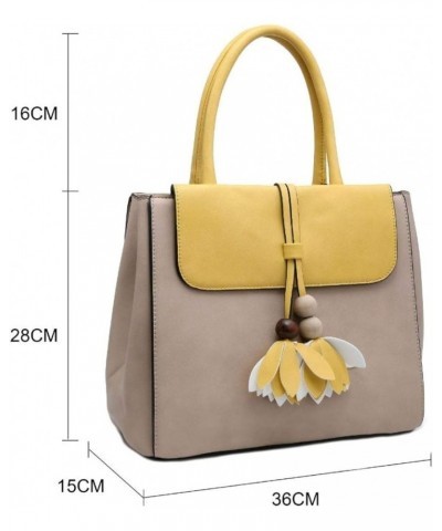 Womens 2 Tone Flower Tassel Handbag Apricot $44.09 Handbags