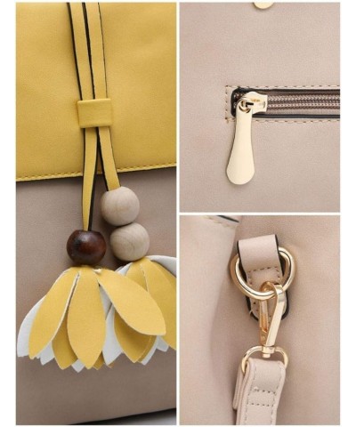 Womens 2 Tone Flower Tassel Handbag Apricot $44.09 Handbags