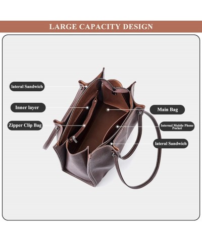 Large Work Tote Bags for Women Genuine Leather Shopper Handbags and Purses Commuter Shoulder Bags Travel Satchels B / Brown $...