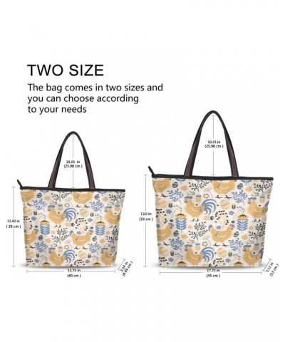 Chicken Rooster Egg Blossom Women Tote Bag Handbag Large Capacity Shoulder Bags $11.79 Shoulder Bags