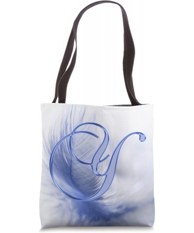 Y Blue Feather Bird Animal Nature Initial Letter Name Art Tote Bag $11.14 Totes