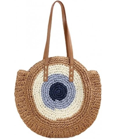 Women Straw Woven Tote Handbag Round Beach Shoulder Bag Women Straw Bag CrossBody Bag Message Handbag Tote Bag C $12.76 Totes