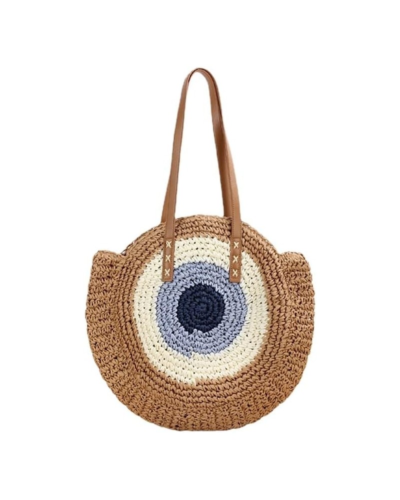 Women Straw Woven Tote Handbag Round Beach Shoulder Bag Women Straw Bag CrossBody Bag Message Handbag Tote Bag C $12.76 Totes