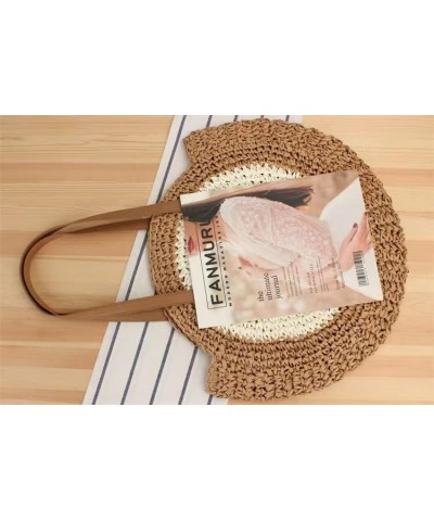 Women Straw Woven Tote Handbag Round Beach Shoulder Bag Women Straw Bag CrossBody Bag Message Handbag Tote Bag C $12.76 Totes