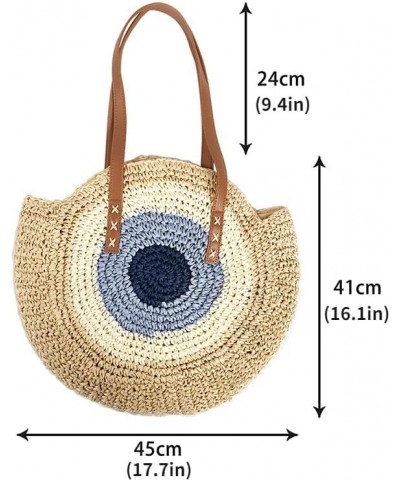 Women Straw Woven Tote Handbag Round Beach Shoulder Bag Women Straw Bag CrossBody Bag Message Handbag Tote Bag C $12.76 Totes