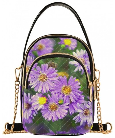 Sunshine Purple Flowers Crossbody Bags for Women Small Shoulder with Detachable Straps, Trendy Cell Phone Purse Shoulder Hand...