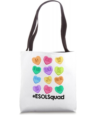 Funny ESOL Squad Valentines Day Pastel Hearts Teach School Tote Bag $13.76 Totes