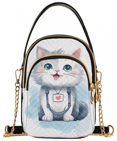 Cute White Cat Joko lvery Cross Body Purse Chain Shoulder Bag Crossbody Bags Handbag for Work Gifts Women $9.24 Crossbody Bags