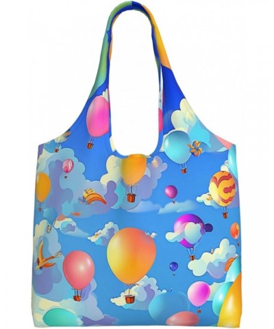 Flying Balloons One-Shoulder Commuting Canvas Bag,Fashionable And Lightweight,Extra Large Capacity,Easy To Store,Soft And Dur...