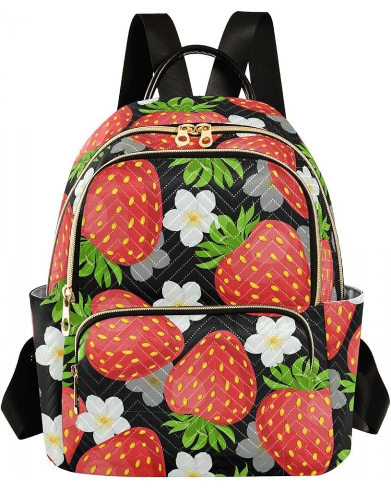 Black Strawberry Backpack Purse for Women Anti-theft Small Fashion Travel Backpack Back Pack Weekend Bag,S Small $16.11 Backp...