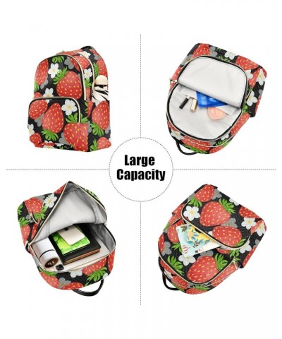 Black Strawberry Backpack Purse for Women Anti-theft Small Fashion Travel Backpack Back Pack Weekend Bag,S Small $16.11 Backp...