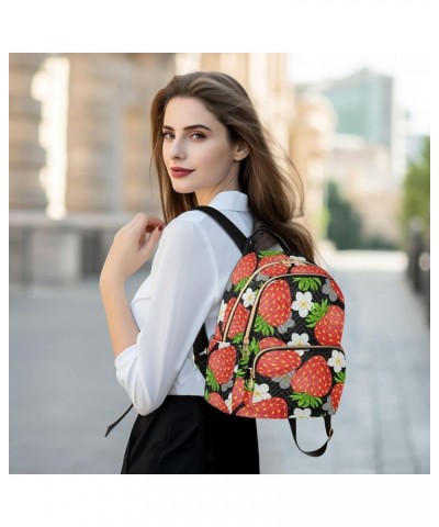 Black Strawberry Backpack Purse for Women Anti-theft Small Fashion Travel Backpack Back Pack Weekend Bag,S Small $16.11 Backp...