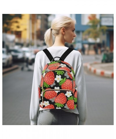 Black Strawberry Backpack Purse for Women Anti-theft Small Fashion Travel Backpack Back Pack Weekend Bag,S Small $16.11 Backp...