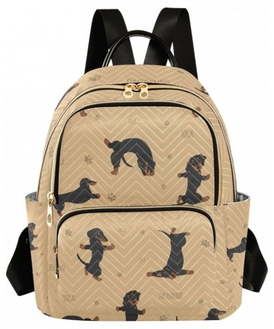 Women Backpack Dachshunds Brown Retro Anti-Theft Travel Backpack with Luggage Belt Lightweight Handbag Lady Purse Roomy Doubl...