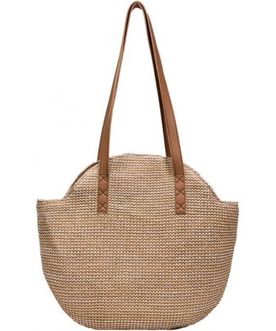 Handmade Woven Boho Summer Shoulder Bag Vacation Casual Tote Straw Beach Handbag Brown $8.38 Shoulder Bags