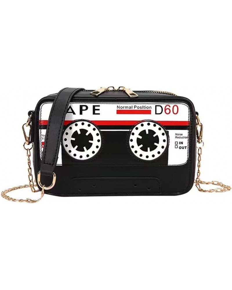 Women Retro Radio Shape Crossbody Bag Rhinestone Metal Vintage Evening Clutch Purses Pu Black $11.94 Evening Bags