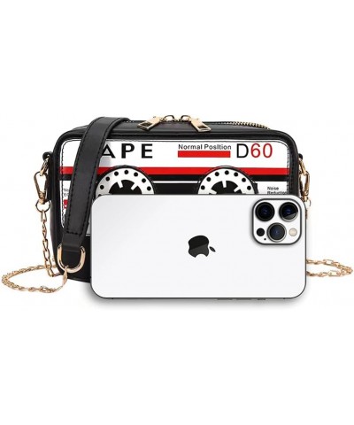 Women Retro Radio Shape Crossbody Bag Rhinestone Metal Vintage Evening Clutch Purses Pu Black $11.94 Evening Bags