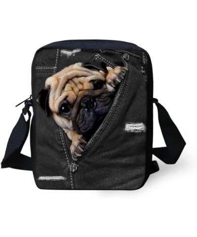 Kid Student 3D Animal Mini Cross Body Messenger Bag Phone Purse Wallet Denim Pocket Pug $9.60 Shoulder Bags