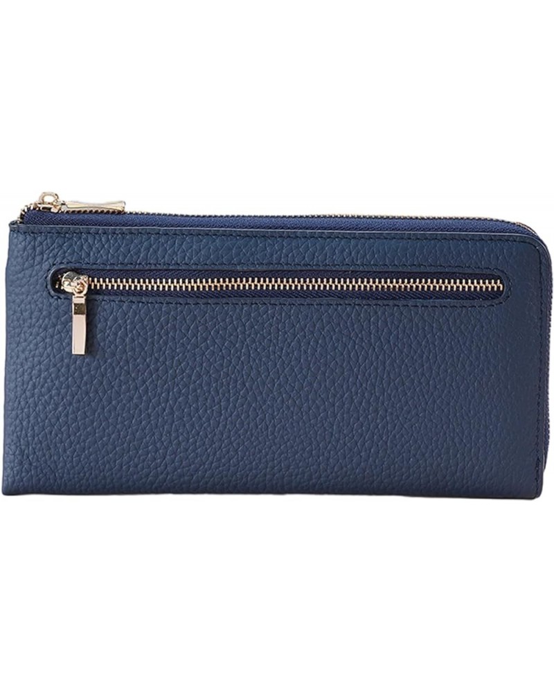 Wallet Purse Long Wallet Women Wallet Handheld Leathers Wallet Cash Bag Card Holder Zipper Pocket Multiple Compartments blue ...