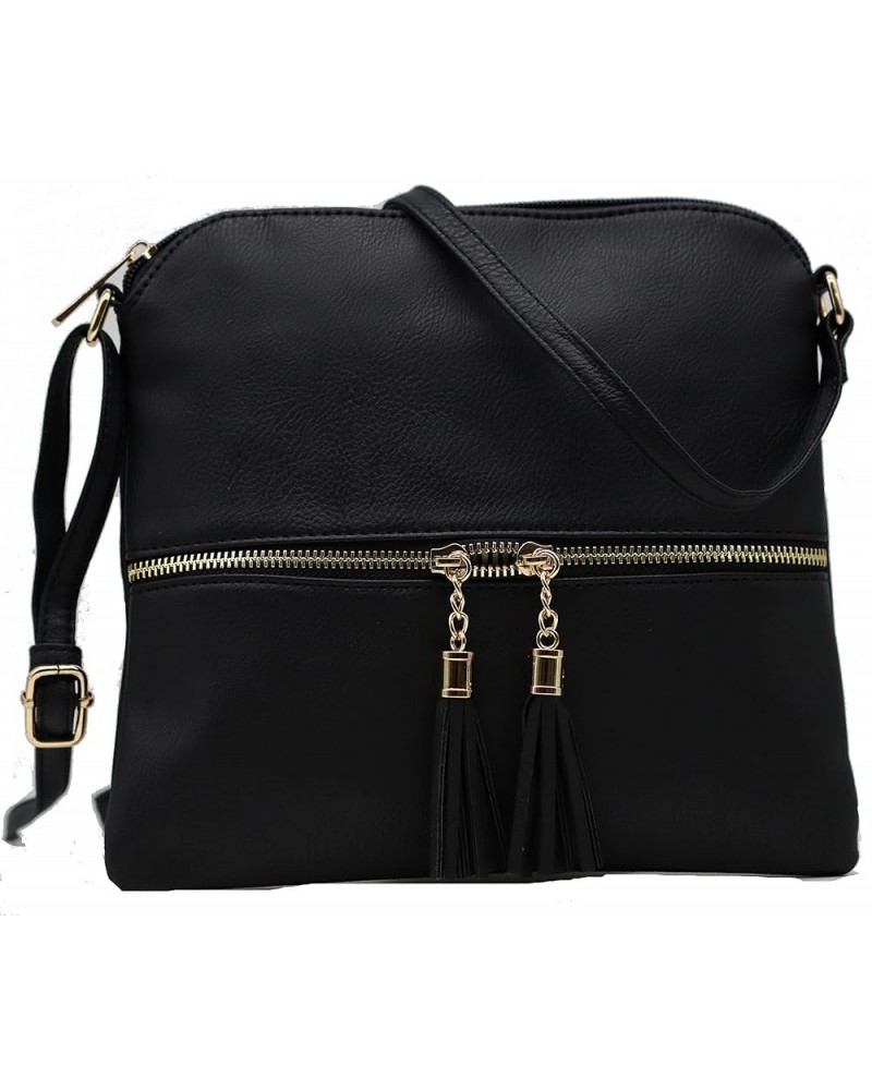 Medium Crossbody Bag for Women | Shoulder Handbags for Women with Multiple Compartments | PU Leather Black $11.00 Crossbody Bags