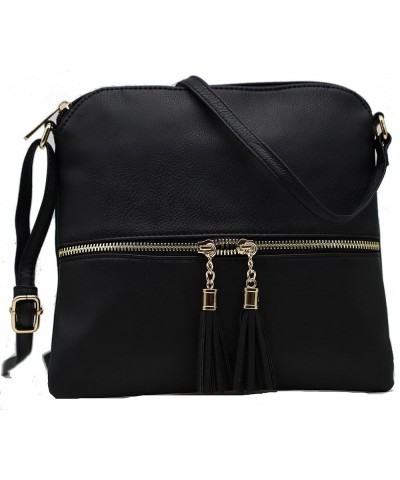 Medium Crossbody Bag for Women | Shoulder Handbags for Women with Multiple Compartments | PU Leather Black $11.00 Crossbody Bags