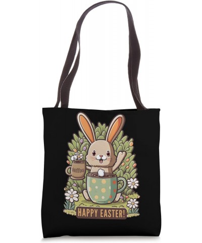 Happy Easter Funny Bunny Rabbit Coffee Lover Easter Eggs Tote Bag $10.32 Totes