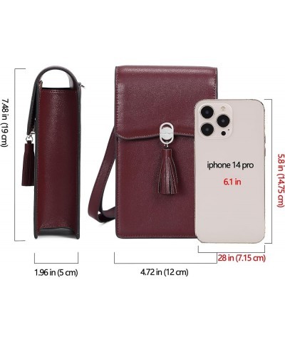 Small Crossbody Phone Bag RFID Women Wallet Cellphone Credit Card Purse with Adjustable Shoulder Strap E-wine Red $10.75 Cros...