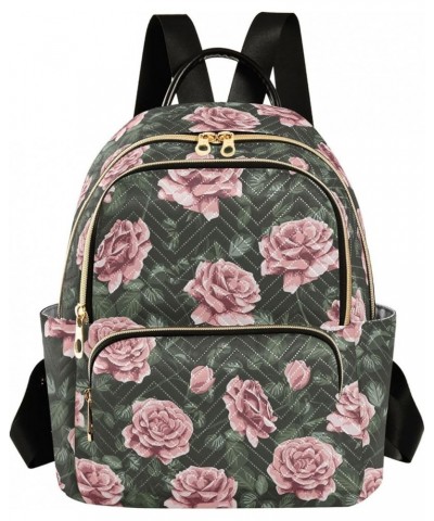 Vintage Rose Flower and Leaves Women's Backpack Purse Causal Daypack Travel College Business Trip Bag Shoulder Bag Small $19....